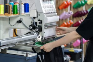 Embroidery logo on polo shirt in Malaysia showing professional custom apparel branding