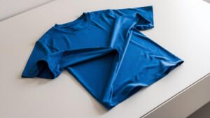 Blue microfiber dri-fit t-shirt for sports and custom printing
