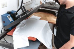 DTF t-shirt printing in Malaysia with full-color transfer film applied to fabric